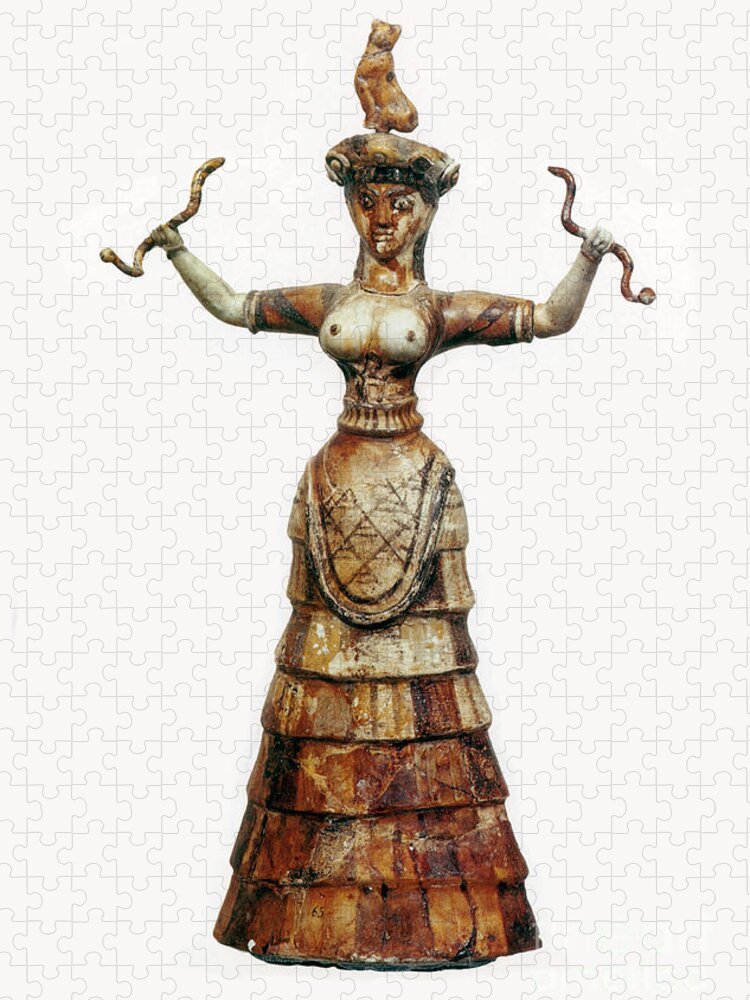 History Jigsaw Puzzle featuring the photograph Minoan Snake Goddess by Photo Researchers