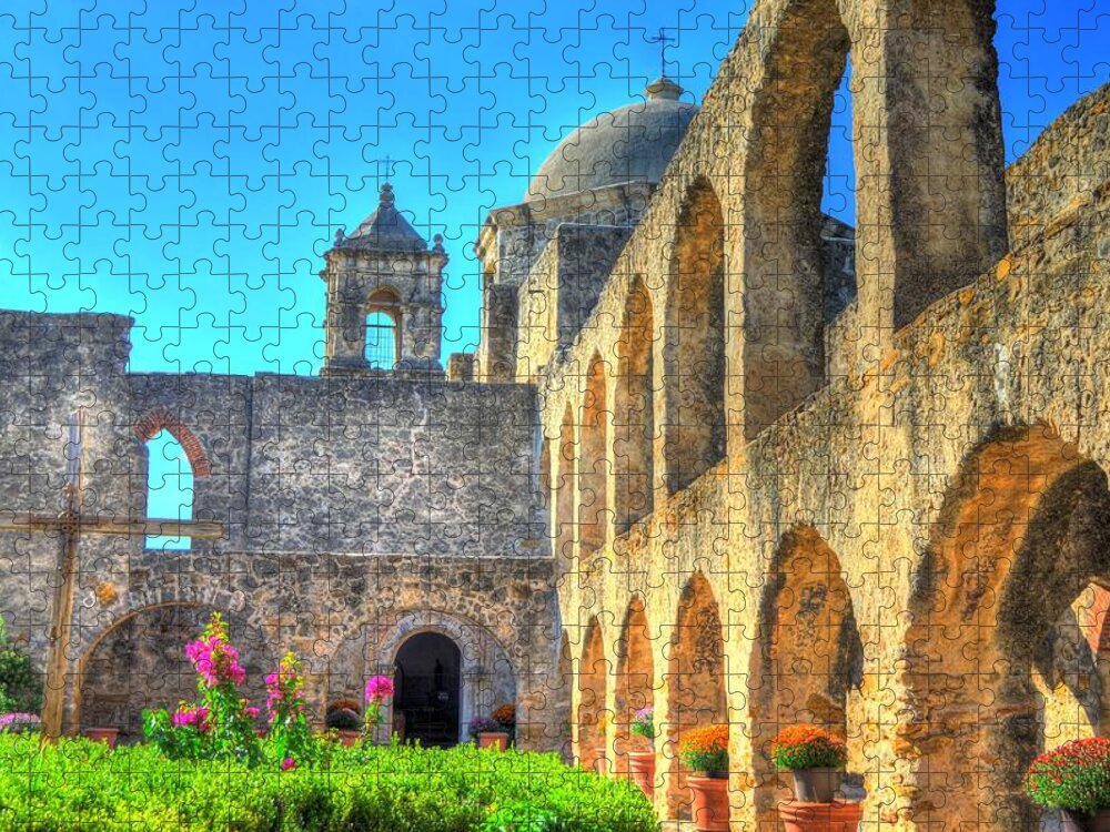 Courtyard Jigsaw Puzzle featuring the photograph Mission Courtyard by David Morefield