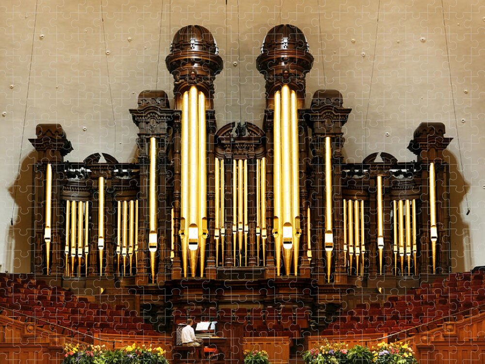 Mormon Jigsaw Puzzle featuring the photograph Mormon Tabernacle Pipe Organ by Marilyn Hunt