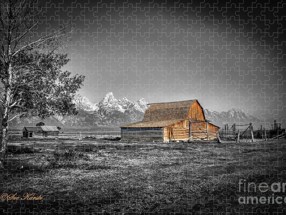 Grand Tetons Jigsaw Puzzle featuring the photograph Moulton Barn Antique by Sue Karski