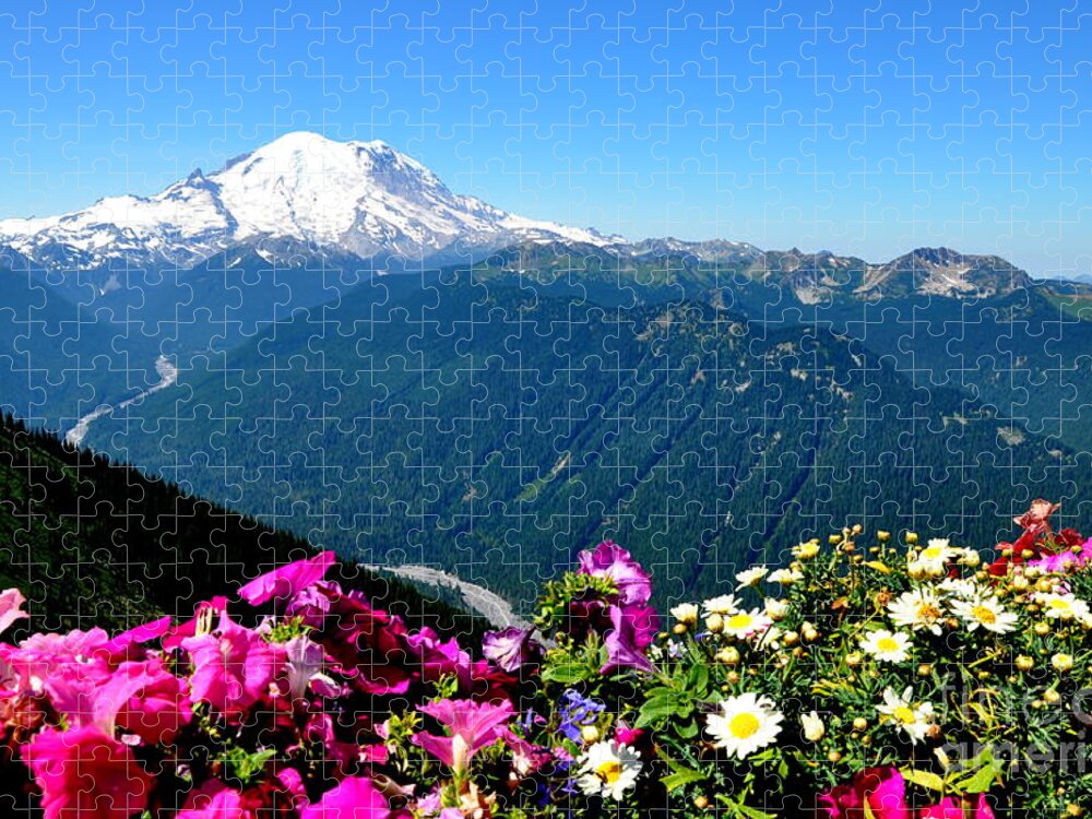 Rainier Jigsaw Puzzle featuring the photograph Mount Rainier Seen from Crystal Mountain Summit by Tatyana Searcy