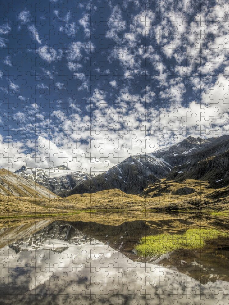 Hhh Jigsaw Puzzle featuring the photograph Mount Tyndall, Reflection In Tarn by Colin Monteath