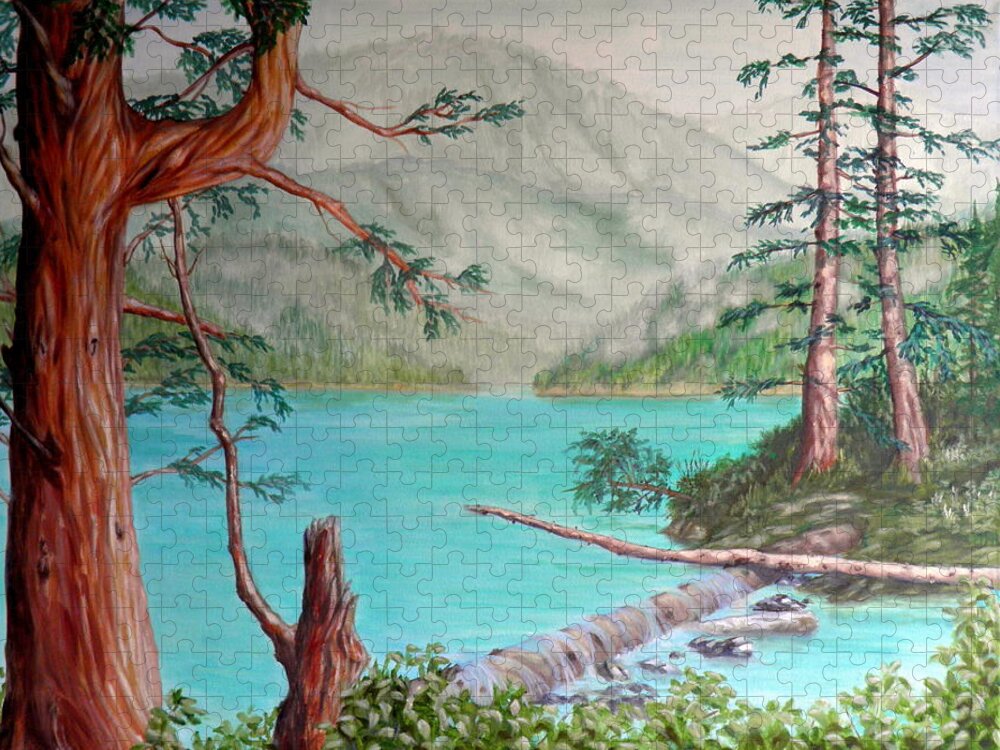 Namu Jigsaw Puzzle featuring the painting Namu Lake by Ida Eriksen