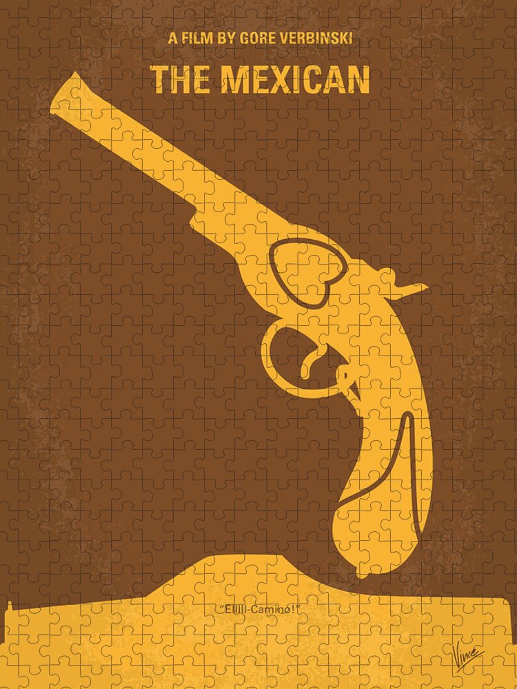 The Jigsaw Puzzle featuring the digital art No077 My THE MEXICAN minimal movie poster by Chungkong Art