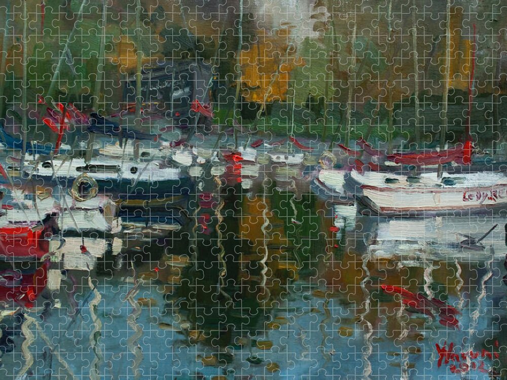 Oakville Jigsaw Puzzle featuring the painting Oakville Harbour ON by Ylli Haruni