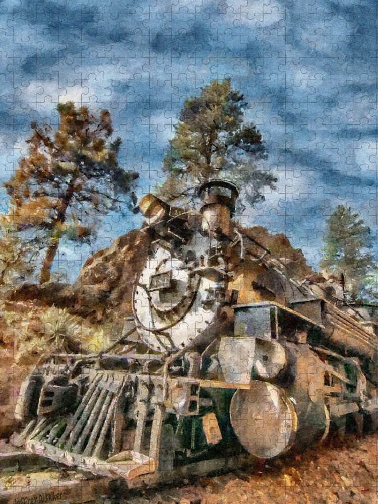 Durango Jigsaw Puzzle featuring the painting Of Mountain and Machine by Jeffrey Kolker