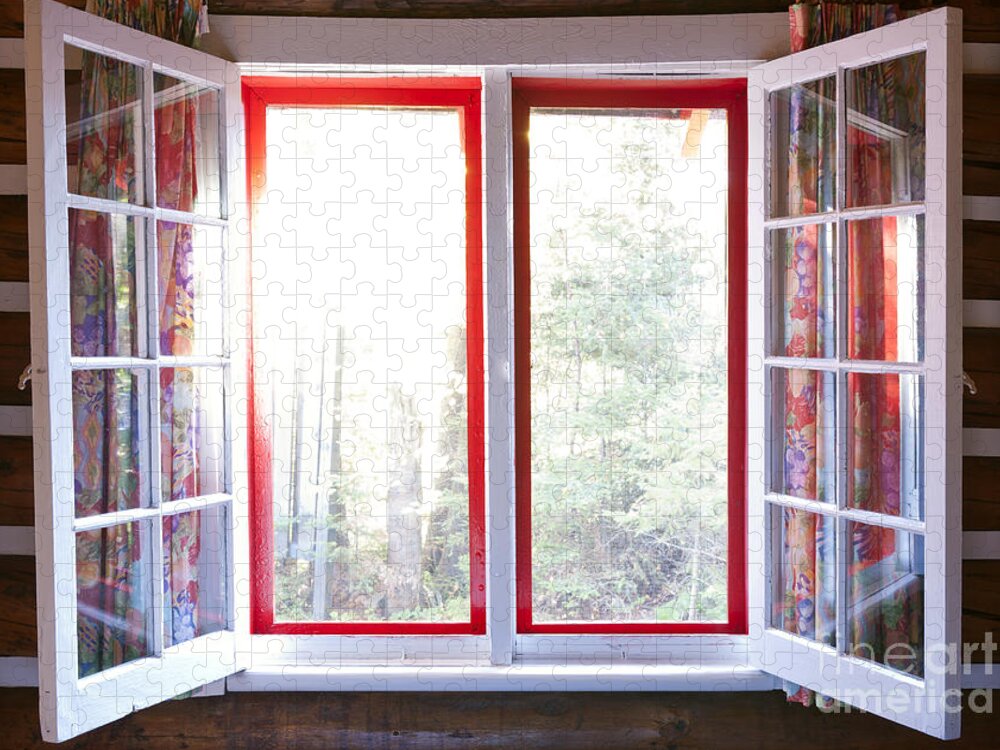 Windows Jigsaw Puzzle featuring the photograph Open window in cottage by Elena Elisseeva
