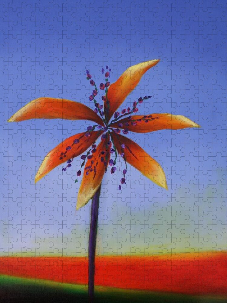 Palm Tree Jigsaw Puzzle featuring the painting Palm Tree Series 12 by Karin Eisermann