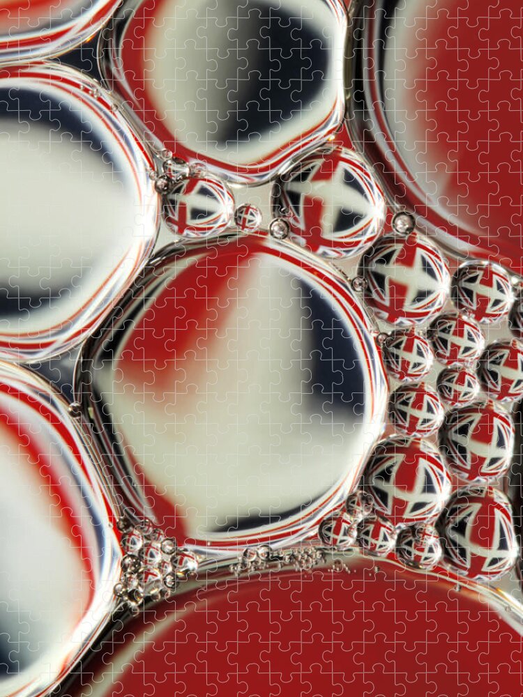 Oil Jigsaw Puzzle featuring the photograph Patriotic Oil and Water Abstract by Sharon Johnstone