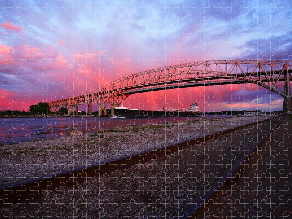 Port Jigsaw Puzzle featuring the photograph Pink and Blue by Gordon Dean II