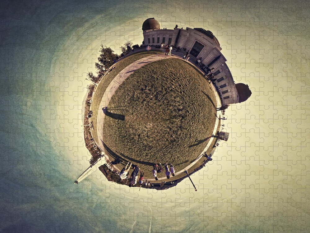 Stereographic Jigsaw Puzzle featuring the photograph Planet Griffith Observatory by Natasha Bishop