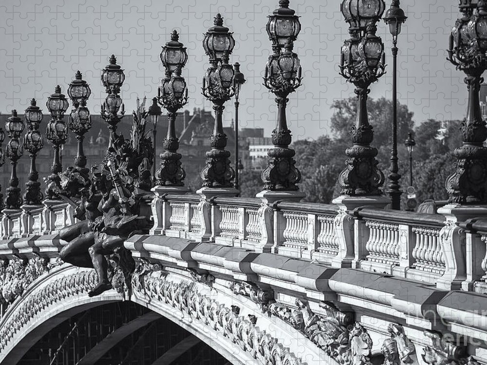 Clarence Holmes Jigsaw Puzzle featuring the photograph Pont Alexander III BW by Clarence Holmes