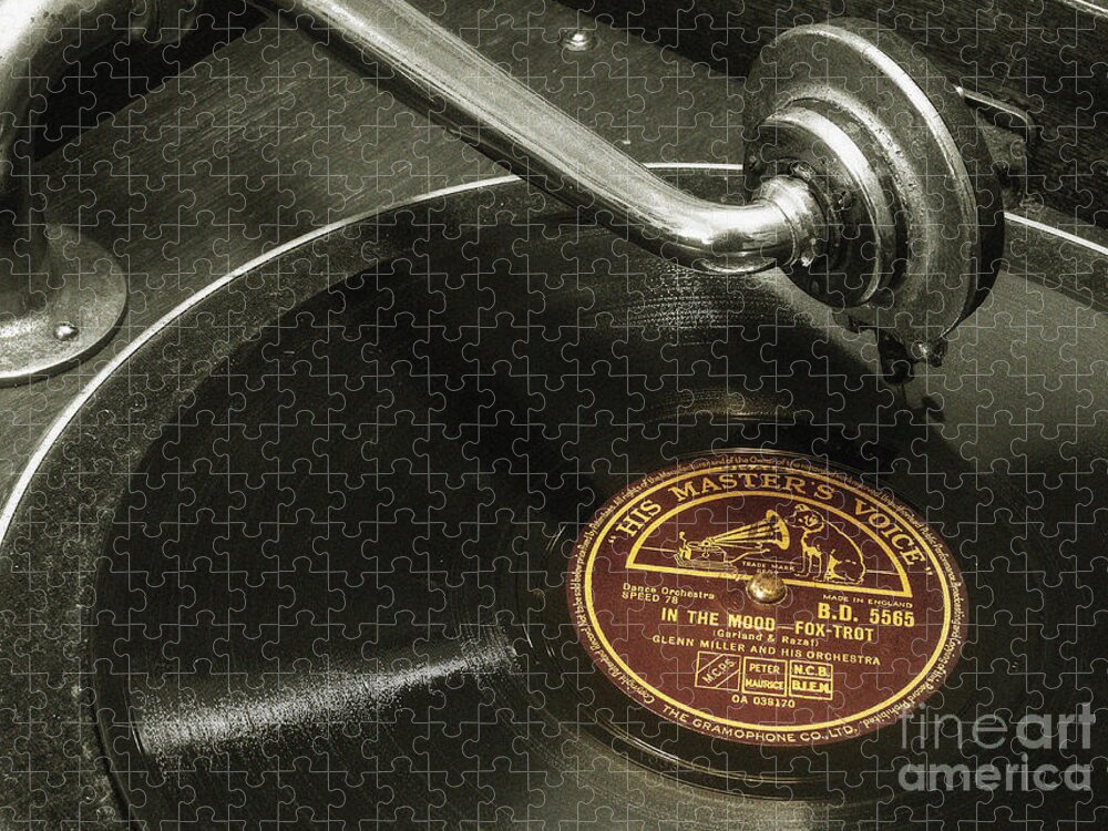 Gramophone Jigsaw Puzzle featuring the photograph Put the needle on the record by Rob Hawkins