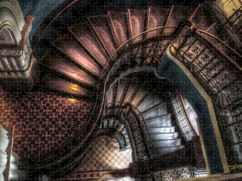 Spiral Staircase Jigsaw Puzzle featuring the photograph QVB Stairwell by Andrew Dickman