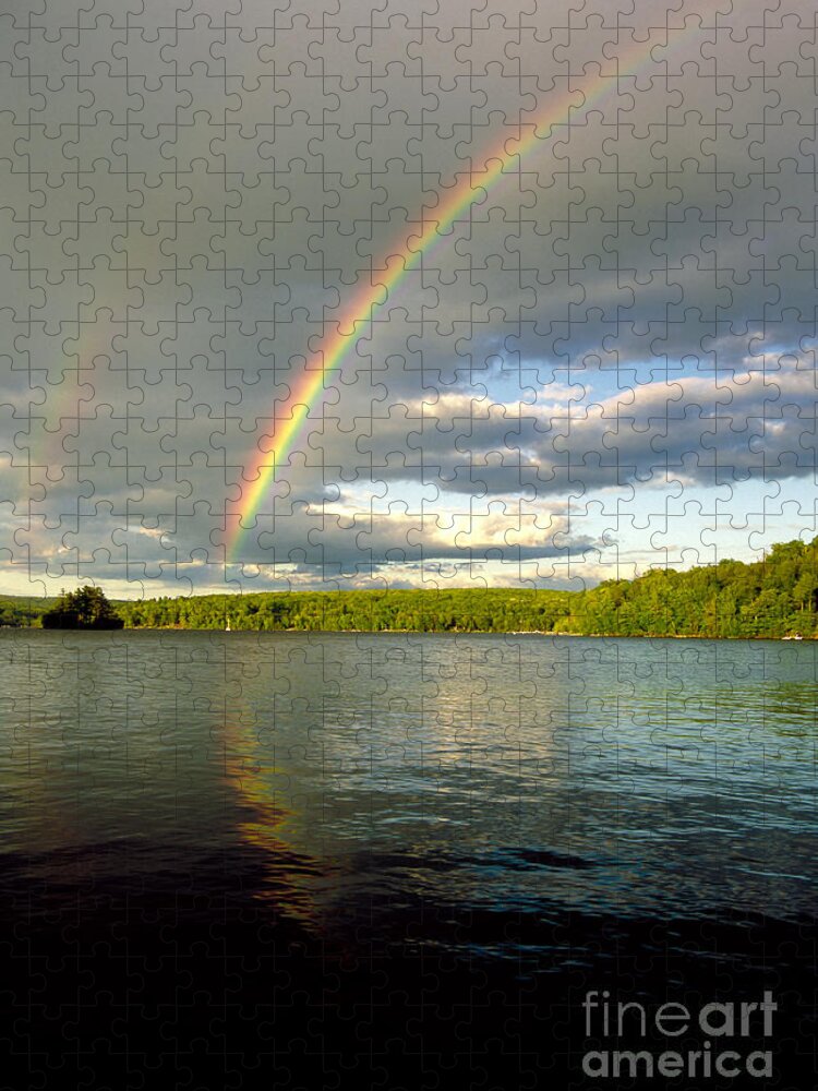 Allegheny Plateau Jigsaw Puzzle featuring the photograph Rainbow Over Lake Wallenpaupack by Michael P Godomski and Photo Researchers