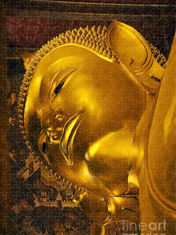 Craig Lovell Jigsaw Puzzle featuring the photograph Reclining Buddha - Thailand by Craig Lovell
