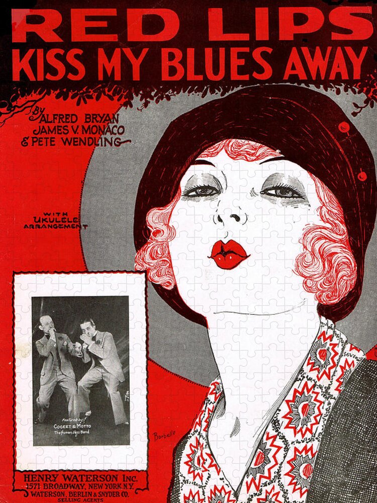 Classic Jigsaw Puzzle featuring the photograph Red Lips Kiss My Blues Away by Mel Thompson