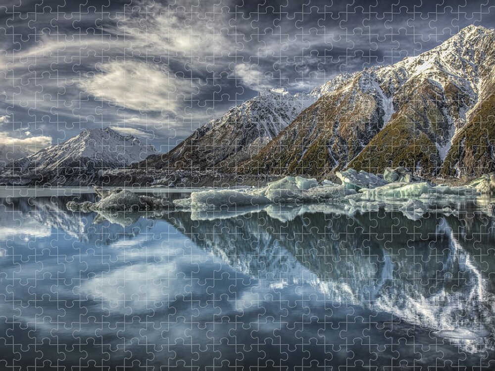 00486226 Jigsaw Puzzle featuring the photograph Reflection In Glacial Lake At Tasman by Colin Monteath