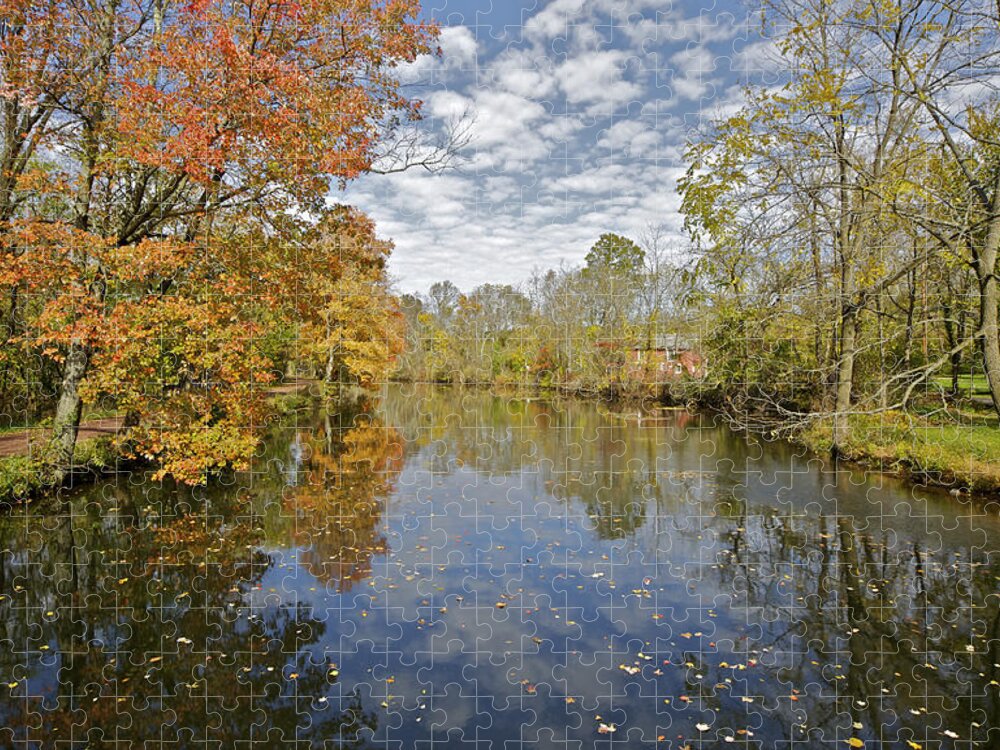 Autumn Jigsaw Puzzle featuring the photograph Reflections on the Canal by David Letts