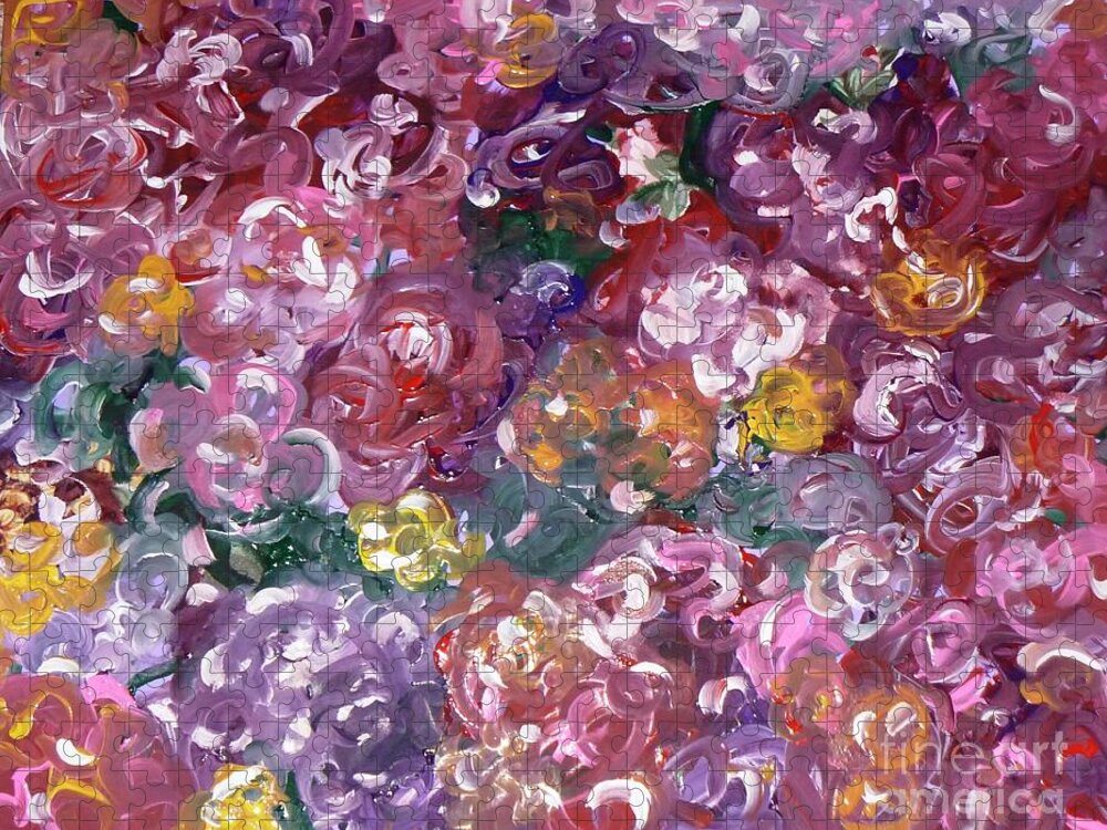 Roses Jigsaw Puzzle featuring the painting Rose Festival by Alys Caviness-Gober