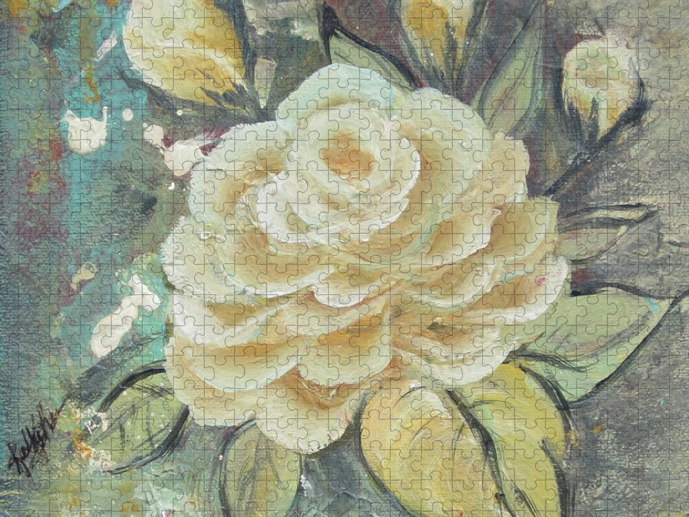 Rose Jigsaw Puzzle featuring the painting Rosey by Kathy Sheeran
