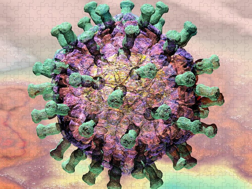 Acute Jigsaw Puzzle featuring the digital art Rotavirus 2 by Russell Kightley