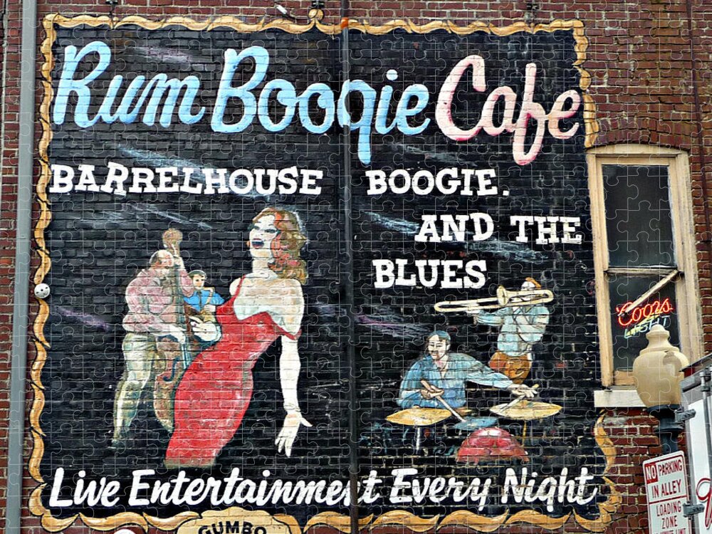 Signs Jigsaw Puzzle featuring the photograph Rum Boogie Cafe by Jo Sheehan