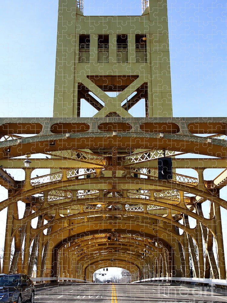 Landscape Jigsaw Puzzle featuring the photograph Sacramento California Tower Bridge Crossing The Sacramento Delta River . 7D11570 by Wingsdomain Art and Photography