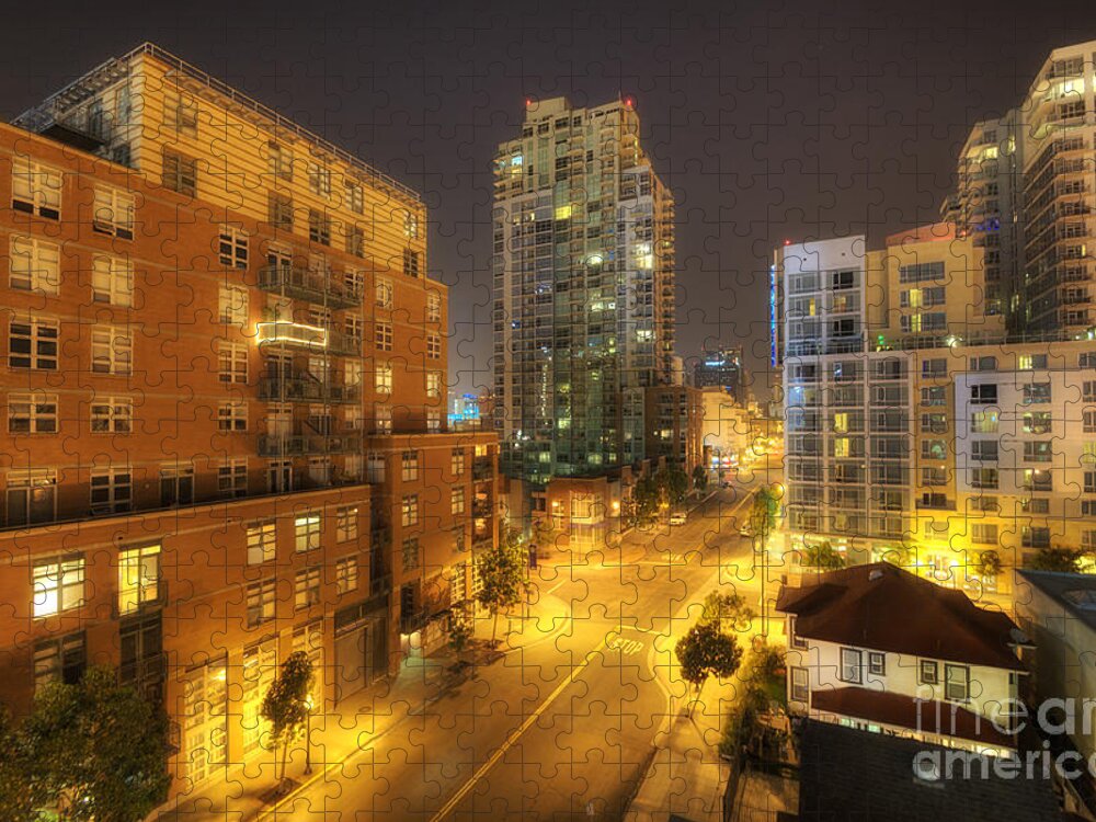 Art Jigsaw Puzzle featuring the photograph San Diego City Lights by Yhun Suarez