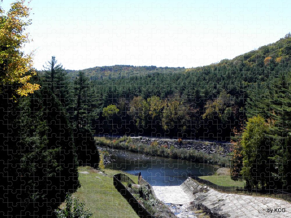 Dam Jigsaw Puzzle featuring the photograph Saville Dam in the Fall CT USA by Kim Galluzzo