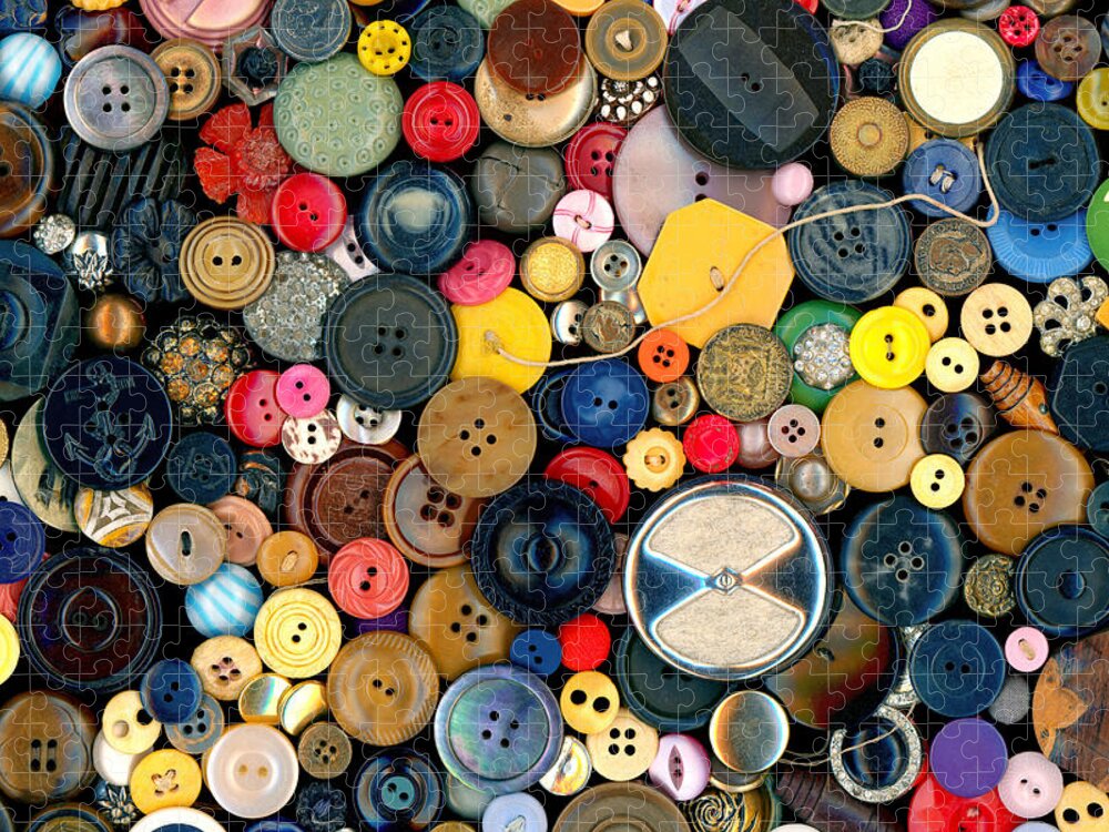 Sewing Jigsaw Puzzle featuring the photograph Sewing - Buttons - Bunch of Buttons by Mike Savad