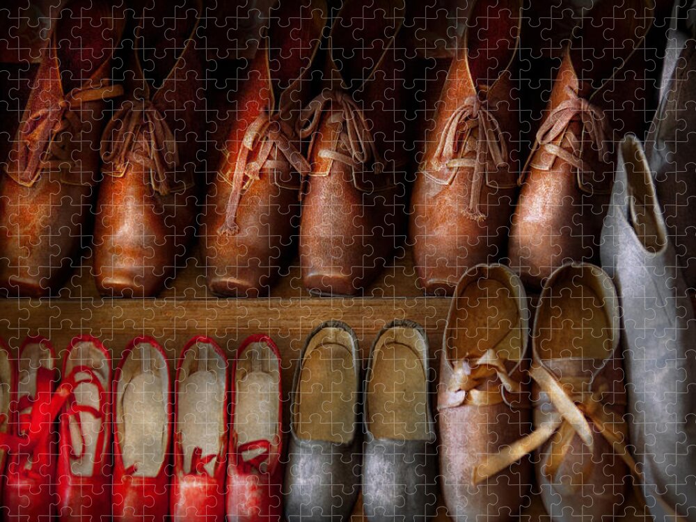 Hdr Jigsaw Puzzle featuring the photograph Shoemaker - Shoes worn in life by Mike Savad