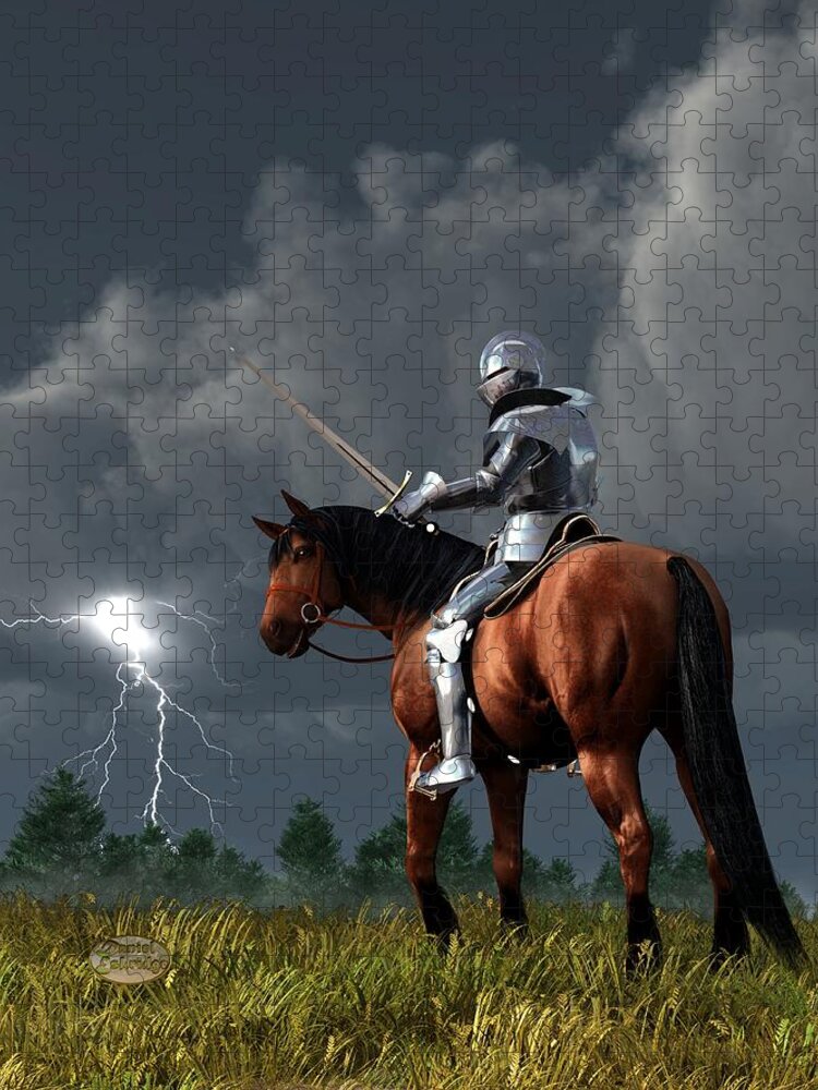 Knight Jigsaw Puzzle featuring the digital art Sir Lightning Rod by Daniel Eskridge