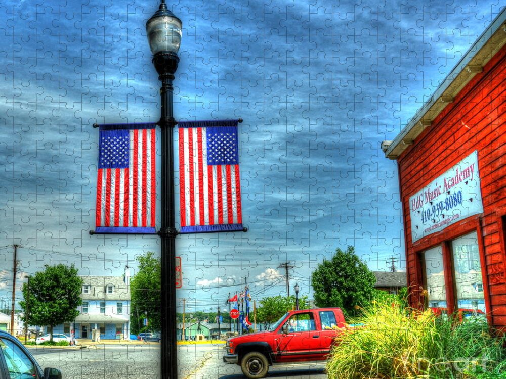 Flag Jigsaw Puzzle featuring the photograph Small Town America by Debbi Granruth