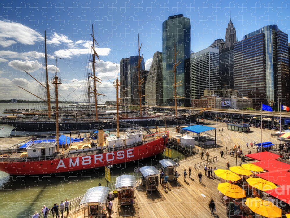 Art Jigsaw Puzzle featuring the photograph South Street Seaport by Yhun Suarez
