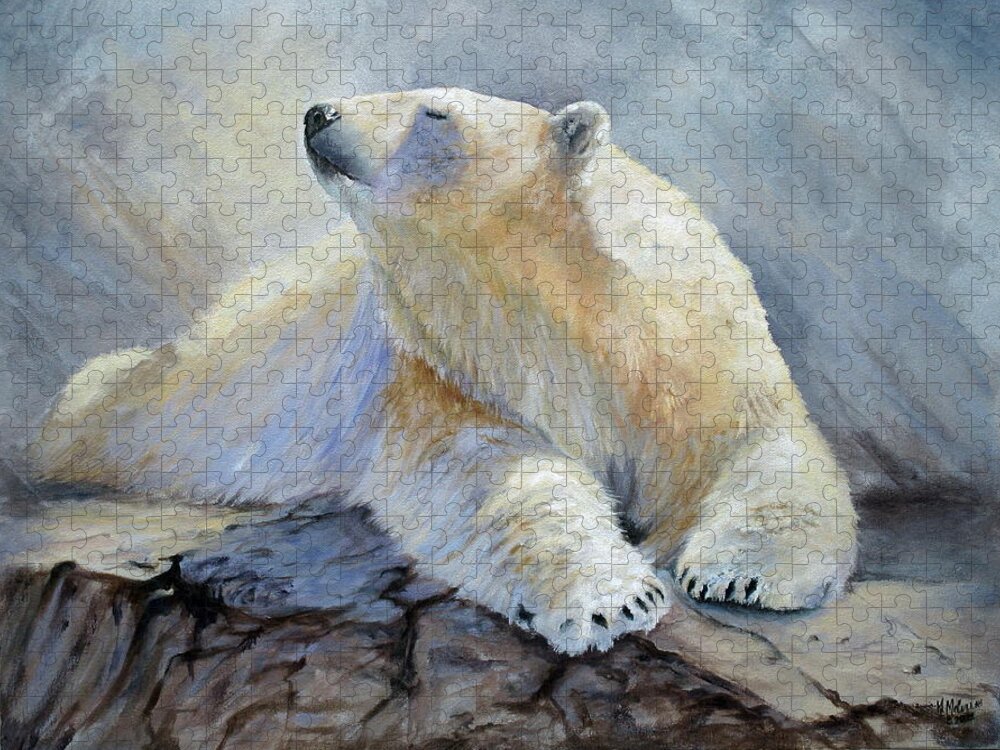 Polar Bear Jigsaw Puzzle featuring the painting Spring Break by Mary McCullah