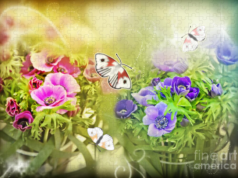 Summer Jigsaw Puzzle featuring the digital art Spring Flowers by Ariadna De Raadt