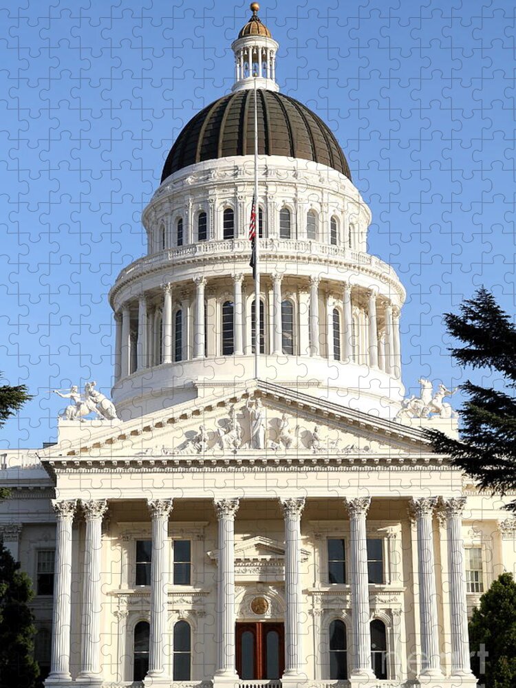 Cityscape Jigsaw Puzzle featuring the photograph State of California Capitol Building . 7D11738 by Wingsdomain Art and Photography