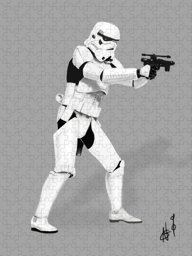 Storm Trooper Jigsaw Puzzle featuring the digital art Storm Trooper Digital Drawing by Nicholas Grunas