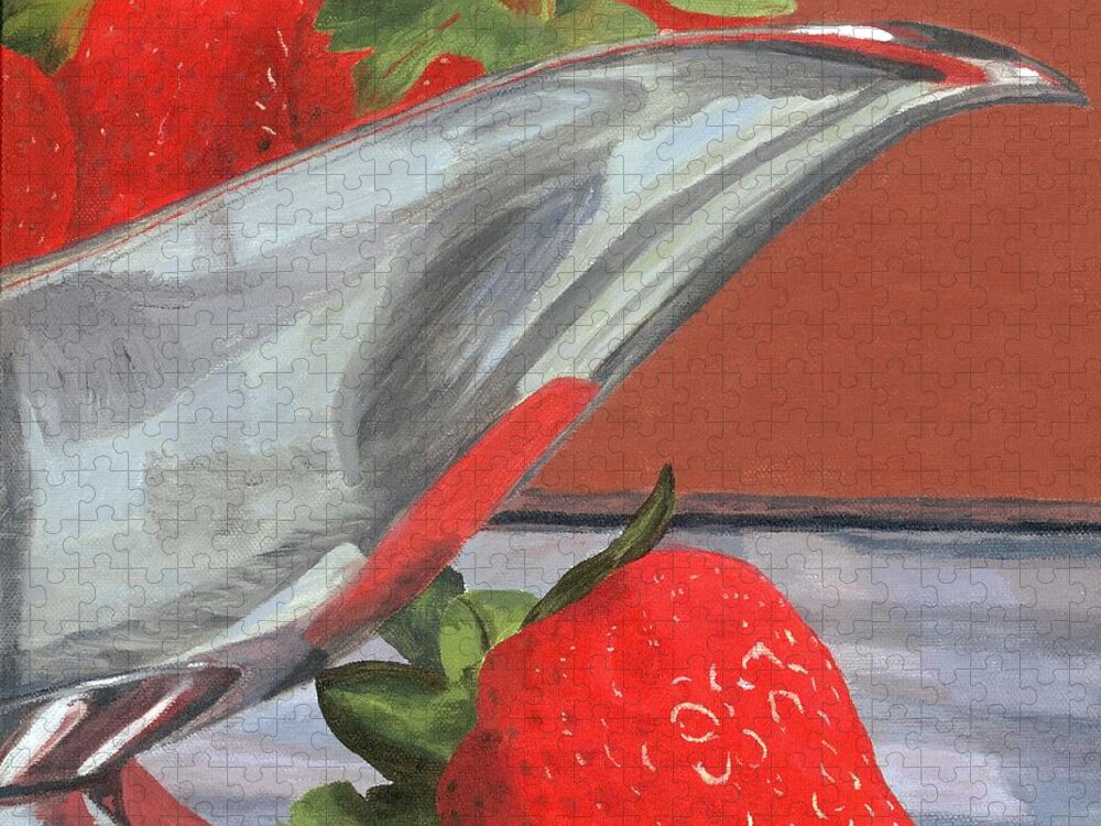 Strawberries Jigsaw Puzzle featuring the painting Strawberry Season by Lynne Reichhart