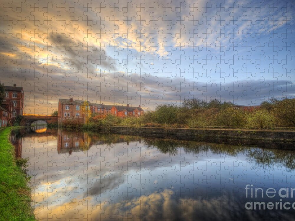  Yhun Suarez Jigsaw Puzzle featuring the photograph Suburban Sunrise Reflection by Yhun Suarez