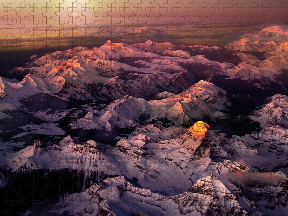 Rockies Jigsaw Puzzle featuring the photograph Sun Catcher - Assiniboine by John Poon