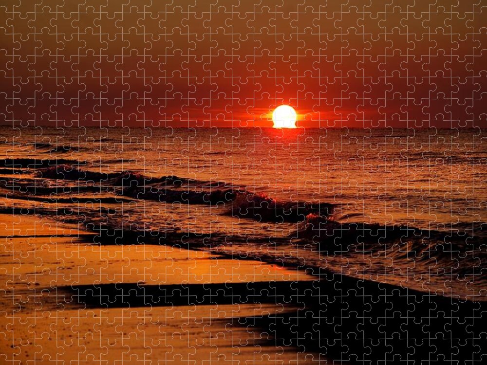 Alabama Photographer Jigsaw Puzzle featuring the digital art Sun emerging from the water by Michael Thomas