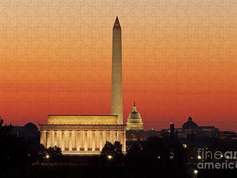 Washington Dc Jigsaw Puzzle featuring the photograph Sunrise over Washington DC by Brian Jannsen