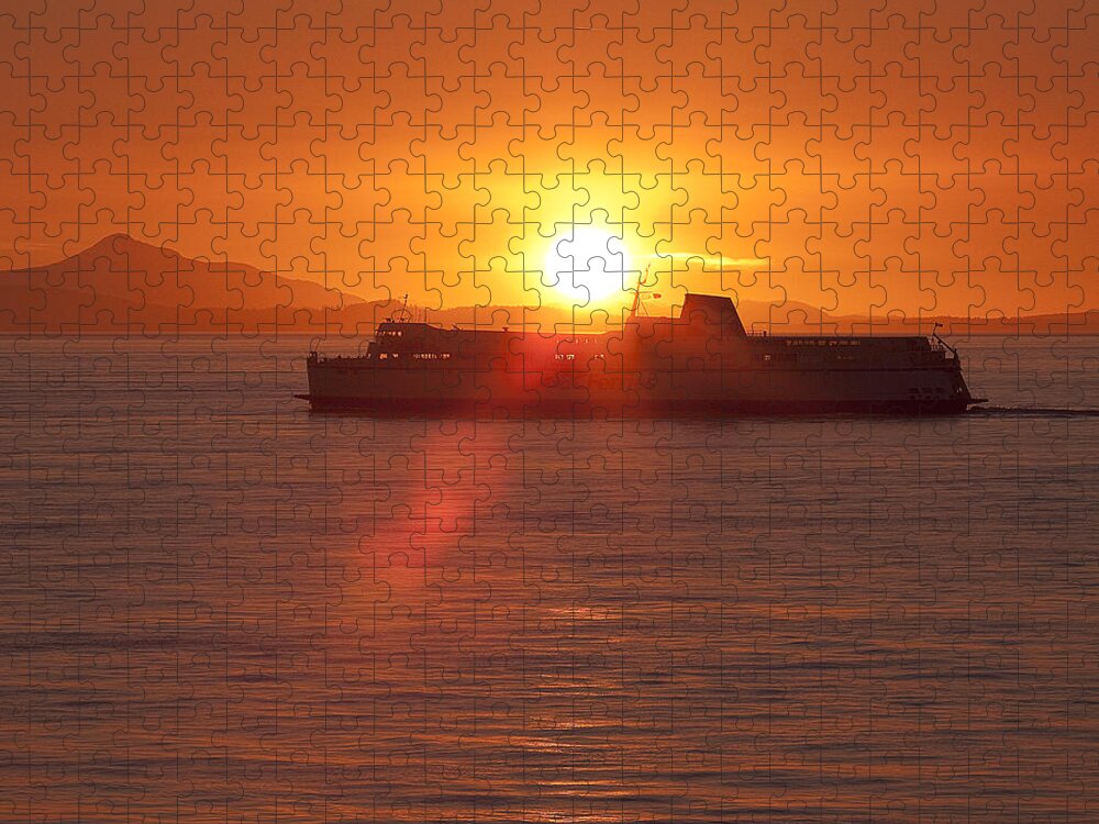 Ferry Jigsaw Puzzle featuring the photograph Sunset by Eunice Gibb