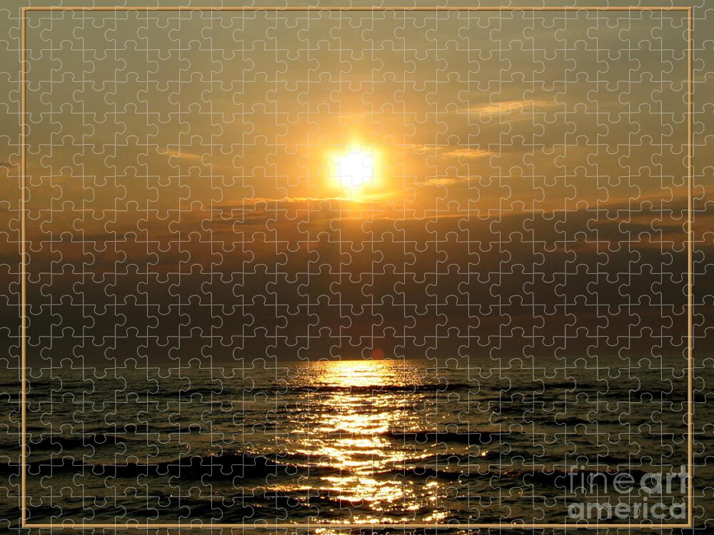 Sunset Jigsaw Puzzle featuring the photograph Sunset over Lake Erie 3 by Rose Santuci-Sofranko
