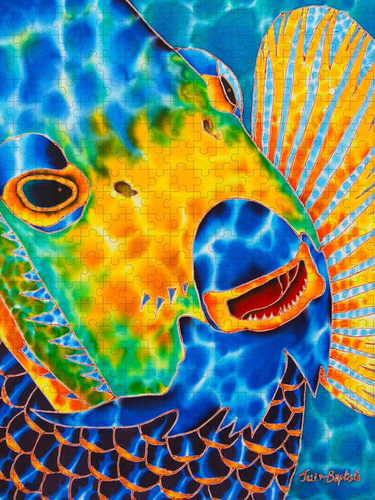 Fish Art Jigsaw Puzzle featuring the painting Queen Angelfish by Daniel Jean-Baptiste