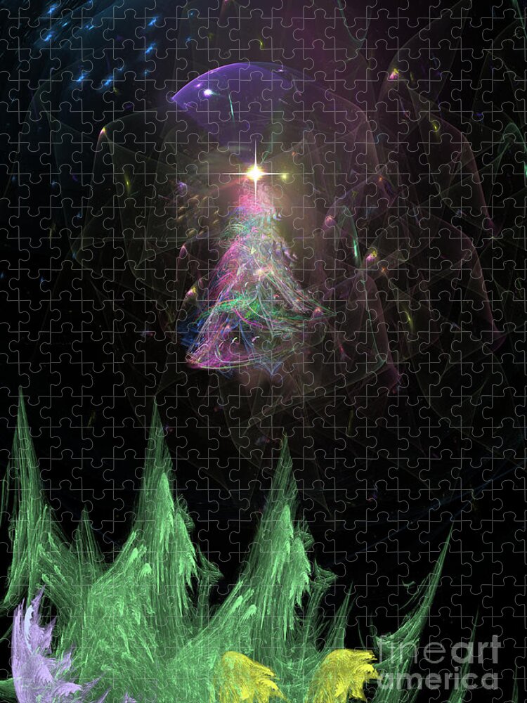 Abstract Jigsaw Puzzle featuring the digital art The Egregious Christmas Tree 3 by Russell Kightley