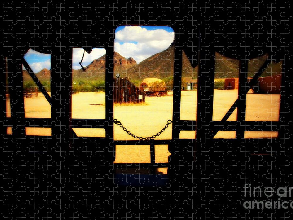 Village Jigsaw Puzzle featuring the photograph The Hills in Old Tuscon AZ by Susanne Van Hulst