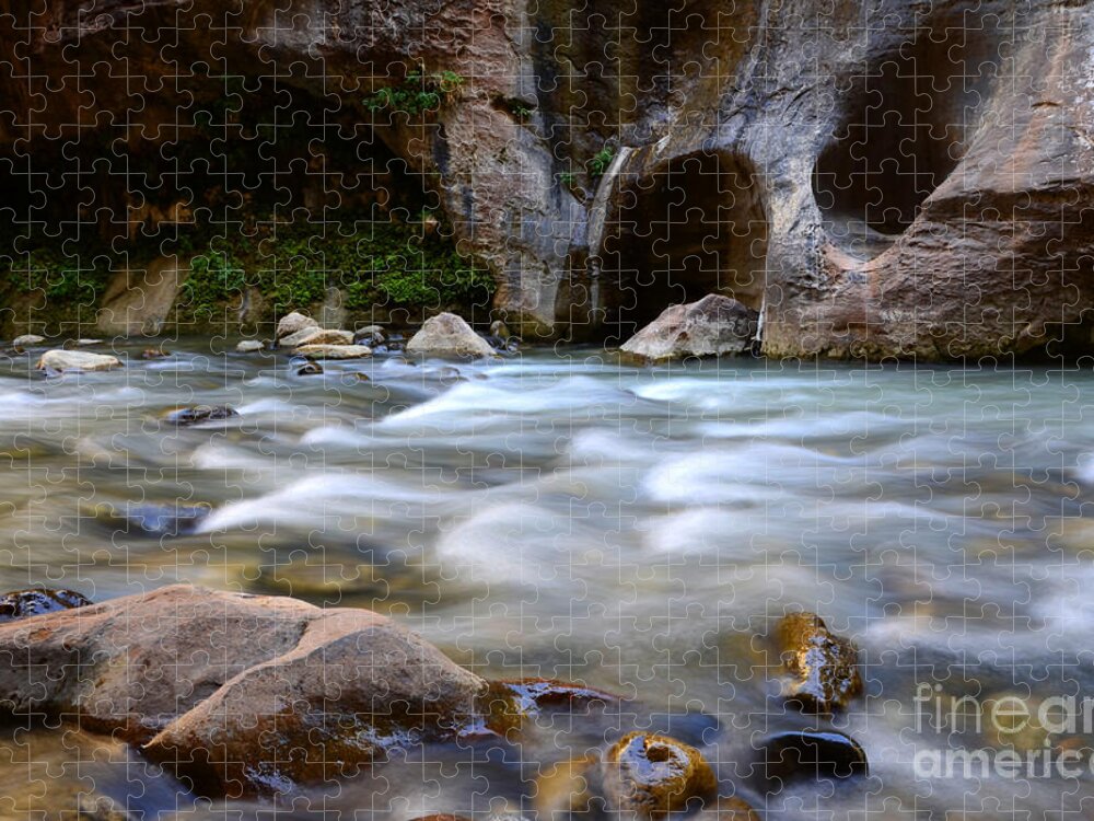 Virgin River Jigsaw Puzzle featuring the photograph The Narrows Virgin River Zion 3 by Bob Christopher